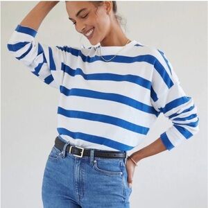AYR The Early Mornings Tee Blue and White Striped Size S